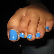 A few more of my sexy toes with blue polish on