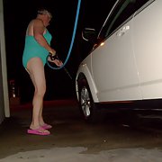 Sissy Goes to the Car Wash Wearing Cute Girly Clothes and a Swimsuit