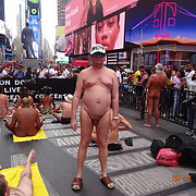 Nude in Public on Times Square, New York