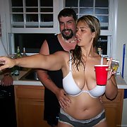 Big tits on this biker slut showing off her sexy body at a party