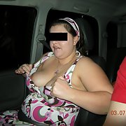Fun time out with my wonderful BBW wife flashing boobs in public