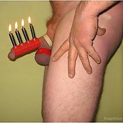 Decorative cock toys for her birthday including candles to blow out