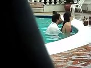 Swimming pool fuck in public
