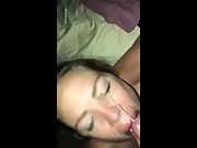 Hotwife gets cum on her beautiful face & mouth